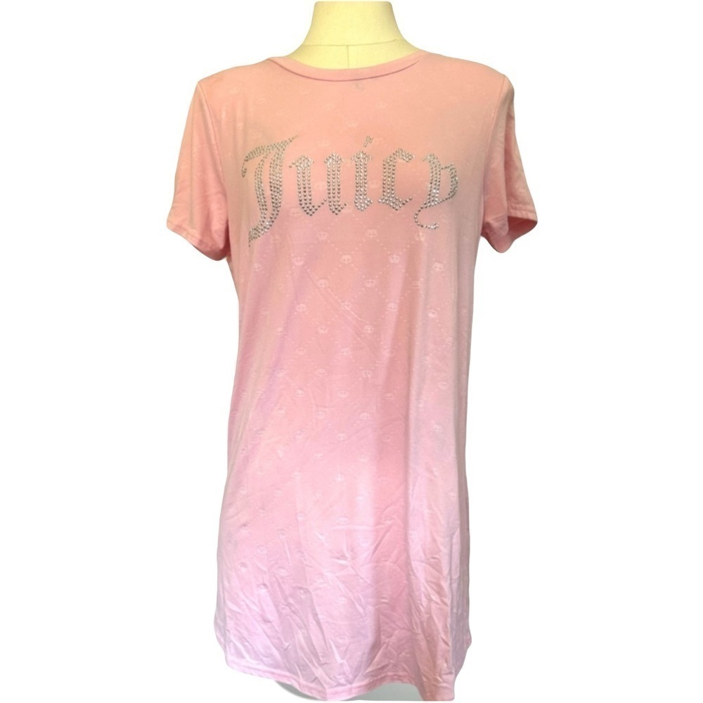 JUICY COUTURE womens pink soft sleep shirt with sparkle logo